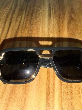 Versace Black and Gold Shield-Style Sunglasses